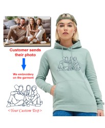 YOUR PHOTO EMBROIDERY ON PULLOVER HOODED SWEATSHIRT | MEMORY GEMS