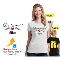 Personalised Bridesmaid Custom Text Bridal Shower Unisex Adult T-Shirt