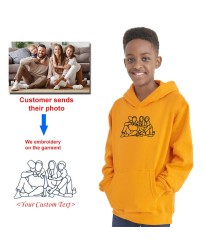 YOUR PHOTO EMBROIDERY ON KIDS PULLOVER HOODED SWEATSHIRT | MEMORY GEMS