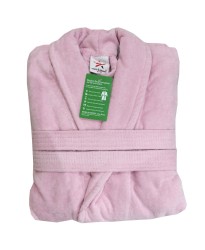 Light Pink Luxury Velour Cotton Sustainable Ecological Organic Bathrobe