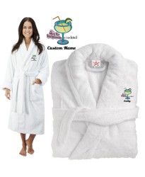 Deluxe Terry cotton with buy the bachelorette a cocktail CUSTOM TEXT Embroidery bathrobe