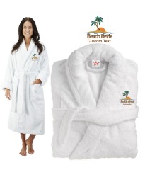 Deluxe Terry cotton with Beach Bride Palm Trees TEXT Embroidery bathrobe