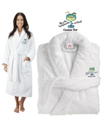 Deluxe Terry cotton with buy bachelorette a cocktail CUSTOM TEXT Embroidery bathrobe