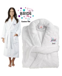 Deluxe Terry cotton with Bride With Cocktail CUSTOM TEXT Embroidery bathrobe