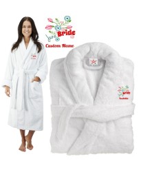 Deluxe Terry cotton with custom month bride CUSTOM TEXT Embroidery bathrobe