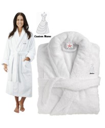 Deluxe Terry cotton with CLASSIC BRIDE GOWN CUSTOM TEXT Embroidery bathrobe