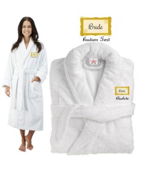 Deluxe Terry cotton with bride frame CUSTOM TEXT Embroidery bathrobe