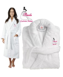Deluxe Terry cotton with Bride Gown CUSTOM TEXT Embroidery bathrobe