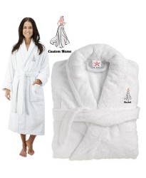 Deluxe Terry cotton with elegant bride gown CUSTOM TEXT Embroidery bathrobe