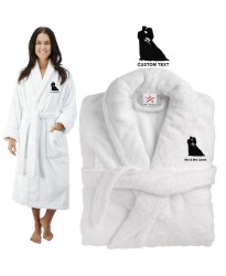 Deluxe Terry cotton with bride and groom silhouette CUSTOM TEXT Embroidery bathrobe