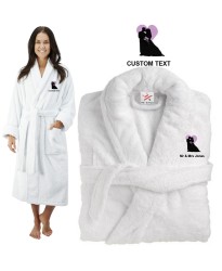 Deluxe Terry cotton with bride and groom heart CUSTOM TEXT Embroidery bathrobe