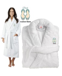 Deluxe Terry cotton with bride slippers CUSTOM TEXT Embroidery bathrobe