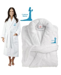 Deluxe Terry cotton with elegant bride silhouette CUSTOM TEXT Embroidery bathrobe