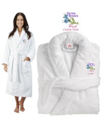 Deluxe Terry cotton with i am the bridesmaid flowers CUSTOM TEXT Embroidery bathrobe