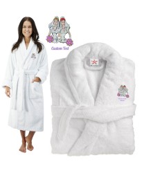 Deluxe Terry cotton with bridesmaids clipart CUSTOM TEXT Embroidery bathrobe