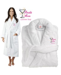 Deluxe Terry cotton with brides mom cocktail glass CUSTOM TEXT Embroidery bathrobe
