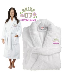 Deluxe Terry cotton with bride with custom name number CUSTOM TEXT Embroidery bathrobe