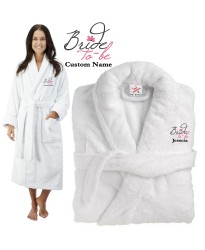 Deluxe Terry cotton with bride to be CUSTOM TEXT Embroidery bathrobe