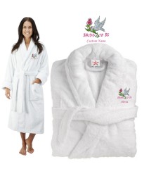 Deluxe Terry cotton with bride to be flower bird CUSTOM TEXT Embroidery bathrobe