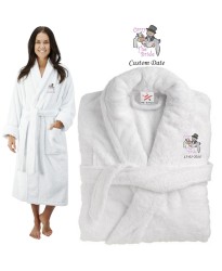 Deluxe Terry cotton with carry the bride tradition CUSTOM TEXT Embroidery bathrobe