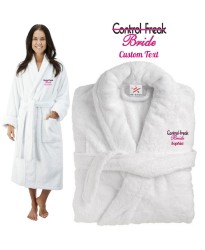 Deluxe Terry cotton with bride control freak CUSTOM TEXT Embroidery bathrobe
