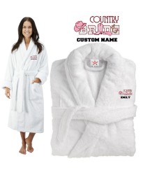 Deluxe Terry cotton with country bride CUSTOM TEXT Embroidery bathrobe