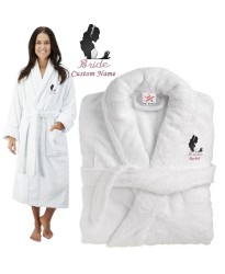 Deluxe Terry cotton with Cute Bride CUSTOM TEXT Embroidery bathrobe