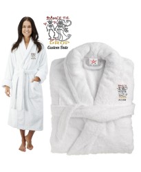 Deluxe Terry cotton with bride and groom dance till you drop CUSTOM TEXT Embroidery bathrobe