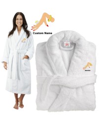 Deluxe Terry cotton with Hand with ring CUSTOM TEXT Embroidery bathrobe