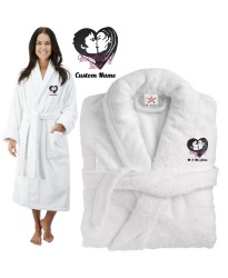 Deluxe Terry cotton with Couple Ever lasting Love CUSTOM TEXT Embroidery bathrobe