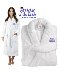 Deluxe Terry cotton with Father of the bride with hat CUSTOM TEXT Embroidery bathrobe