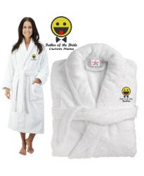 Deluxe Terry cotton with father of the bride emoji CUSTOM TEXT Embroidery bathrobe