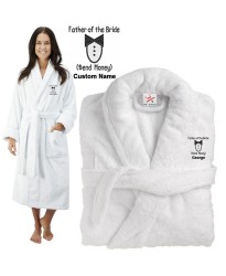 Deluxe Terry cotton with FATHER OF THE BRIDE SEND MONEY CUSTOM TEXT Embroidery bathrobe