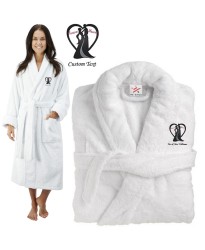 Deluxe Terry cotton with bride groom heart forever yours CUSTOM TEXT Embroidery bathrobe