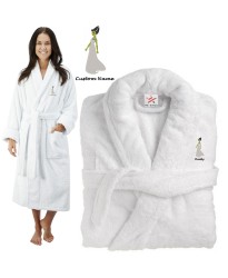 Deluxe Terry cotton with Groom & Bride Funny Frankenstein Style CUSTOM TEXT Embroidery bathrobe