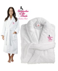 Deluxe Terry cotton with grand mother of the bride clipart CUSTOM TEXT Embroidery bathrobe