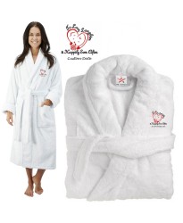Deluxe Terry cotton with love laughter happily ever after CUSTOM TEXT Embroidery bathrobe