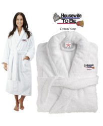 Deluxe Terry cotton with housewife to be CUSTOM TEXT Embroidery bathrobe