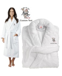 Deluxe Terry cotton with i do what she tells me to CUSTOM TEXT Embroidery bathrobe