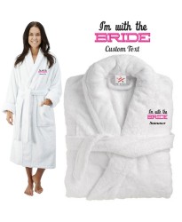Deluxe Terry cotton with i am with the bride CUSTOM TEXT Embroidery bathrobe