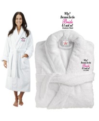 Deluxe Terry cotton with i am the bride i said so CUSTOM TEXT Embroidery bathrobe