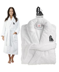 Deluxe Terry cotton with just married kiss CUSTOM TEXT Embroidery bathrobe