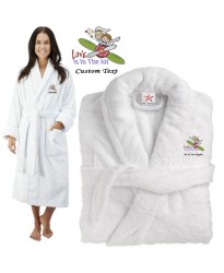 Deluxe Terry cotton with love in the air CUSTOM TEXT Embroidery bathrobe