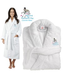 Deluxe Terry cotton with married for valentines day CUSTOM TEXT Embroidery bathrobe