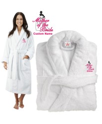Deluxe Terry cotton with Mother of the Bride in Gown CUSTOM TEXT Embroidery bathrobe