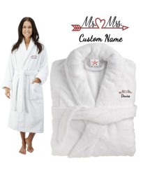 Deluxe Terry cotton with MR & MRS WITH HEART AND ARROW CUSTOM TEXT Embroidery bathrobe