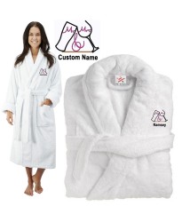 Deluxe Terry cotton with MR & MRS WITH GLASS CUSTOM TEXT Embroidery bathrobe
