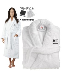 Deluxe Terry cotton with mrs & mrs bride groom CUSTOM TEXT Embroidery bathrobe