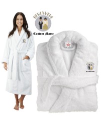 Deluxe Terry cotton with CUTE NEWLY WEDS COUPLE CUSTOM TEXT Embroidery bathrobe