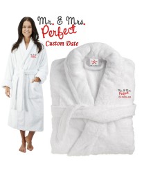 Deluxe Terry cotton with MR & MRS PERFECT CUSTOM TEXT Embroidery bathrobe